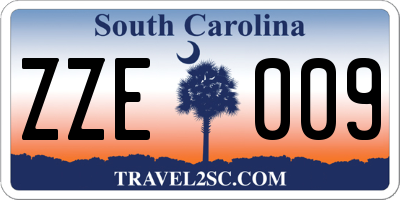 SC license plate ZZE009