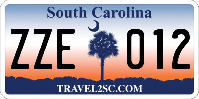 SC license plate ZZE012
