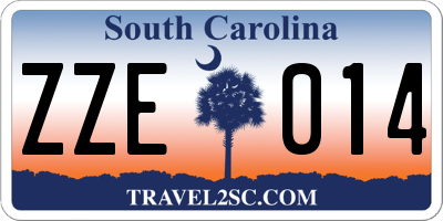 SC license plate ZZE014