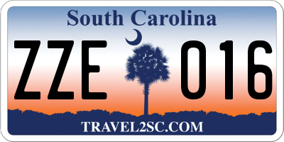SC license plate ZZE016