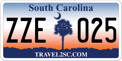 SC license plate ZZE025
