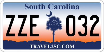 SC license plate ZZE032