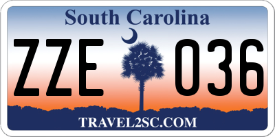 SC license plate ZZE036