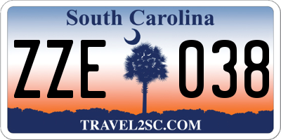 SC license plate ZZE038