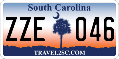 SC license plate ZZE046
