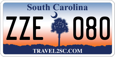 SC license plate ZZE080