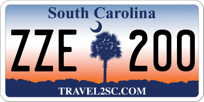 SC license plate ZZE200