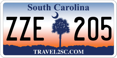 SC license plate ZZE205
