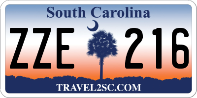 SC license plate ZZE216