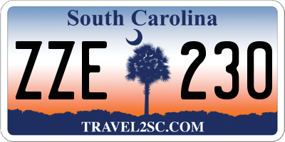 SC license plate ZZE230