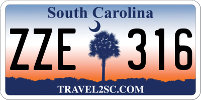 SC license plate ZZE316