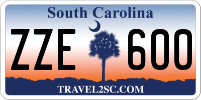 SC license plate ZZE600