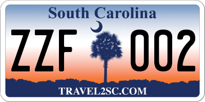 SC license plate ZZF002