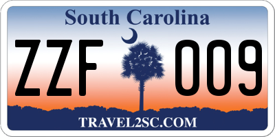 SC license plate ZZF009