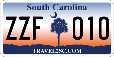 SC license plate ZZF010