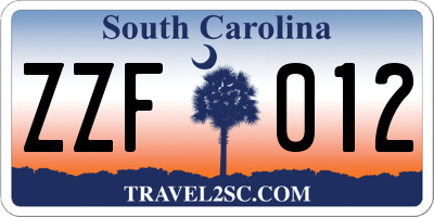 SC license plate ZZF012