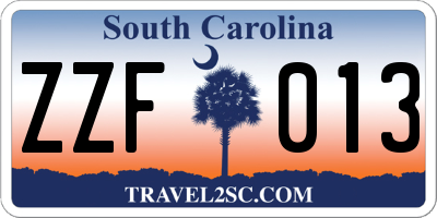 SC license plate ZZF013