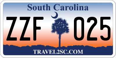 SC license plate ZZF025