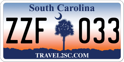 SC license plate ZZF033