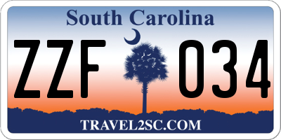 SC license plate ZZF034