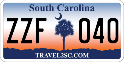 SC license plate ZZF040