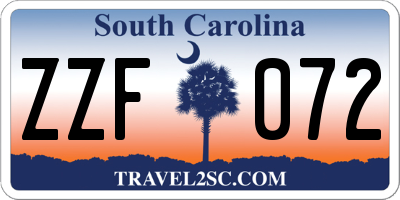 SC license plate ZZF072