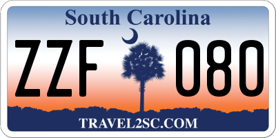 SC license plate ZZF080