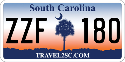 SC license plate ZZF180