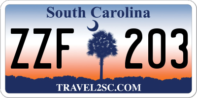 SC license plate ZZF203