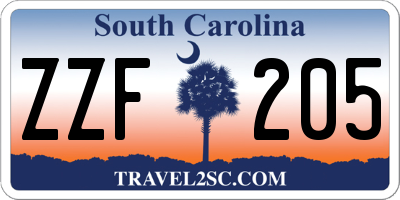 SC license plate ZZF205