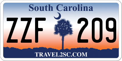 SC license plate ZZF209