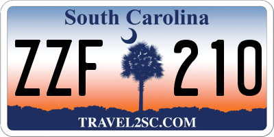 SC license plate ZZF210