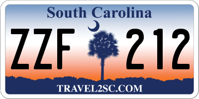 SC license plate ZZF212