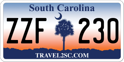 SC license plate ZZF230