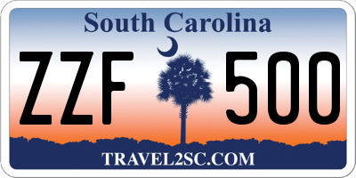 SC license plate ZZF500