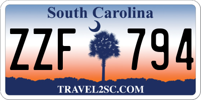 SC license plate ZZF794