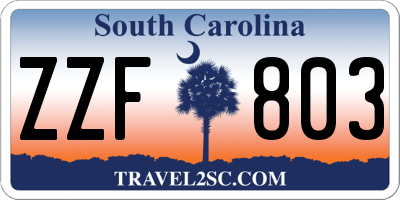 SC license plate ZZF803