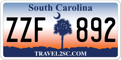 SC license plate ZZF892