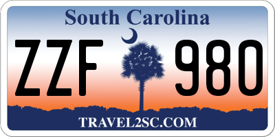 SC license plate ZZF980