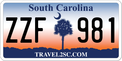 SC license plate ZZF981