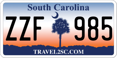 SC license plate ZZF985