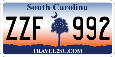 SC license plate ZZF992