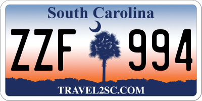 SC license plate ZZF994