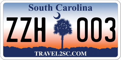 SC license plate ZZH003