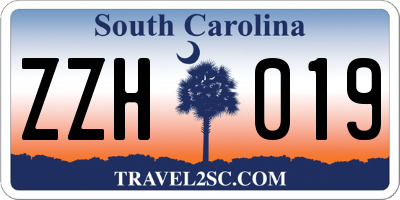 SC license plate ZZH019