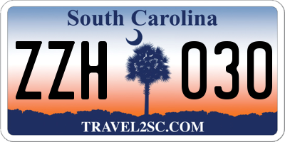 SC license plate ZZH030