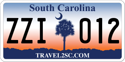 SC license plate ZZI012