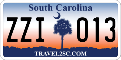 SC license plate ZZI013