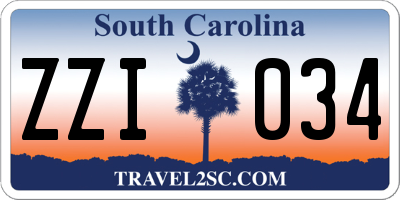 SC license plate ZZI034