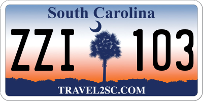 SC license plate ZZI103
